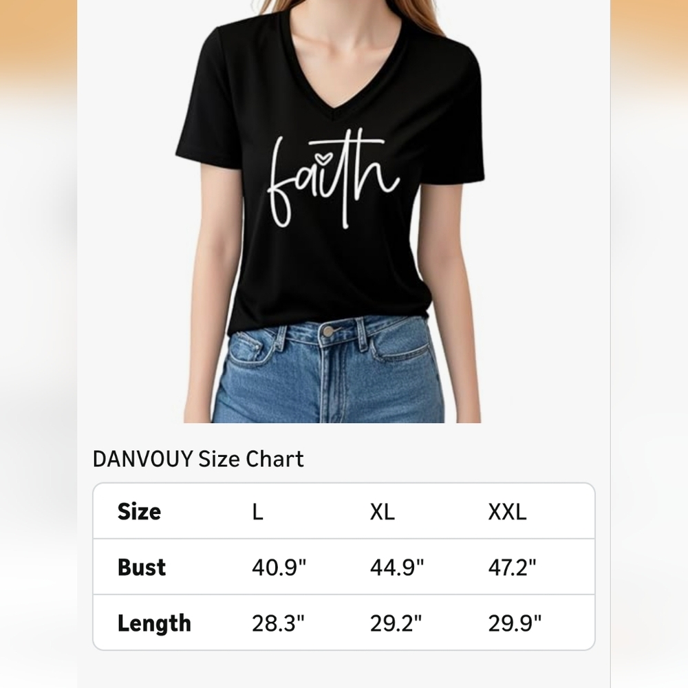 Faith Graphic V-Neck Tee - Black - Picture 5 of 5